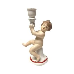 Vintage ARPO Porcelain Candle Holder Figural Baby Boy Made in Romania Decor